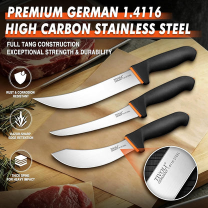 Slicing Knife 9.5 Inch - Brisket Knife with Non-Slip Softgrip | High Carbon Stainless Steel, Ergonomic Non-slip Rubber Handle, Gift Box, Anti-fouling, Easy to Clean