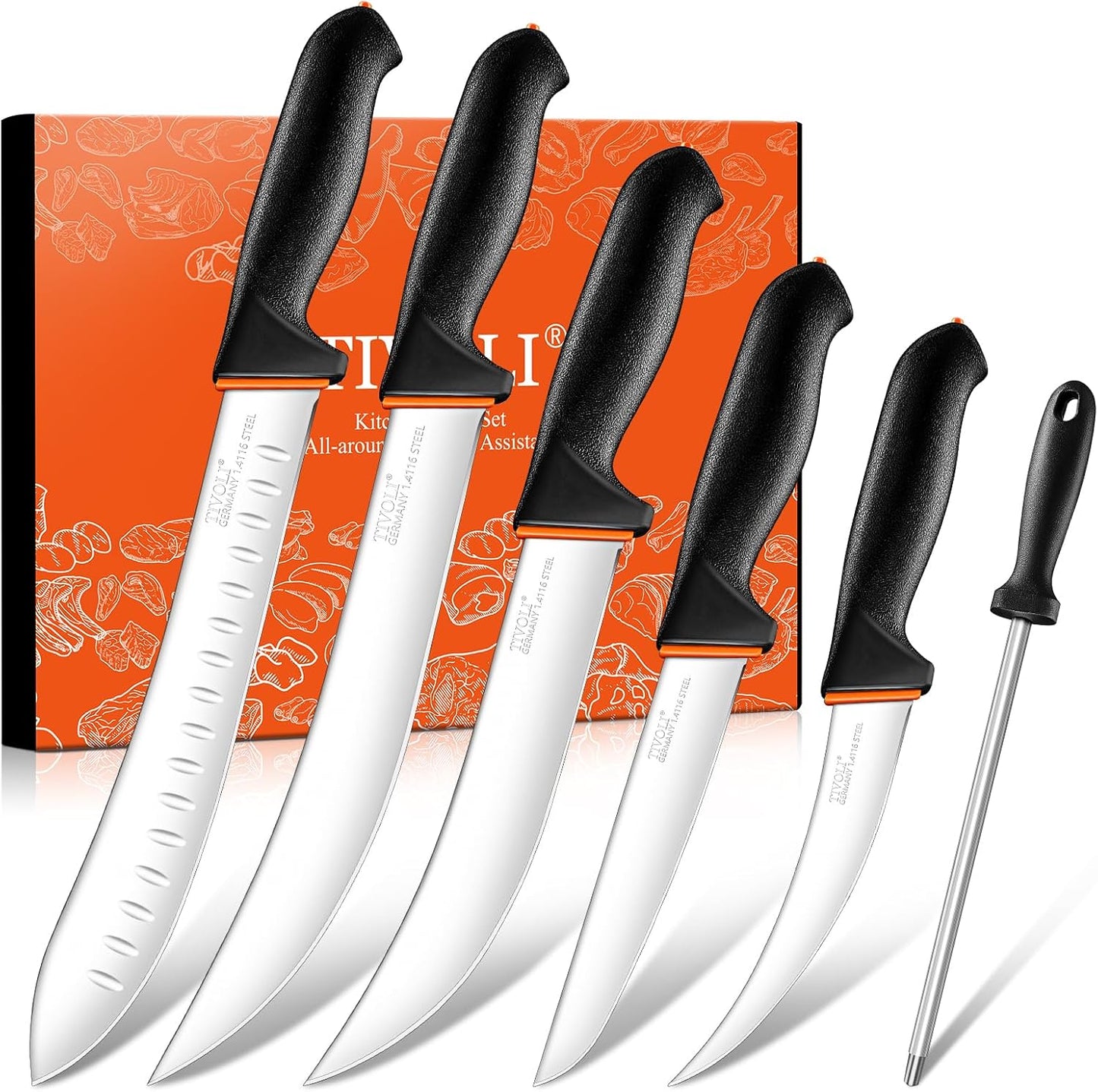Slicing Knife 9.5 Inch - Brisket Knife with Non-Slip Softgrip | High Carbon Stainless Steel, Ergonomic Non-slip Rubber Handle, Gift Box, Anti-fouling, Easy to Clean