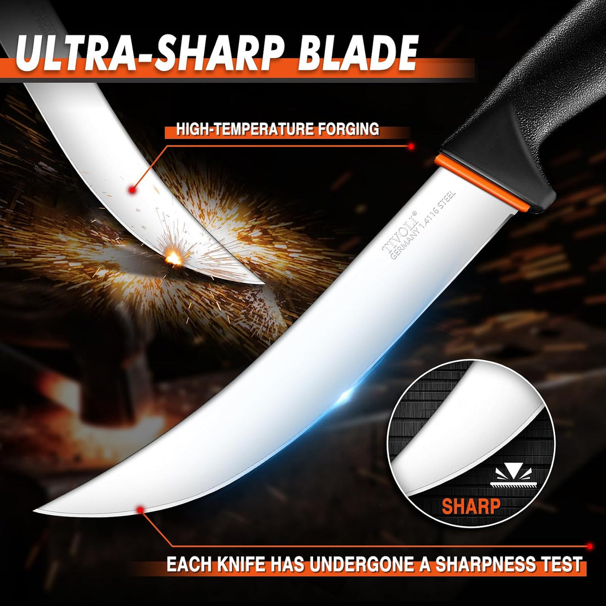 Slicing Knife 9.5 Inch - Brisket Knife with Non-Slip Softgrip | High Carbon Stainless Steel, Ergonomic Non-slip Rubber Handle, Gift Box, Anti-fouling, Easy to Clean