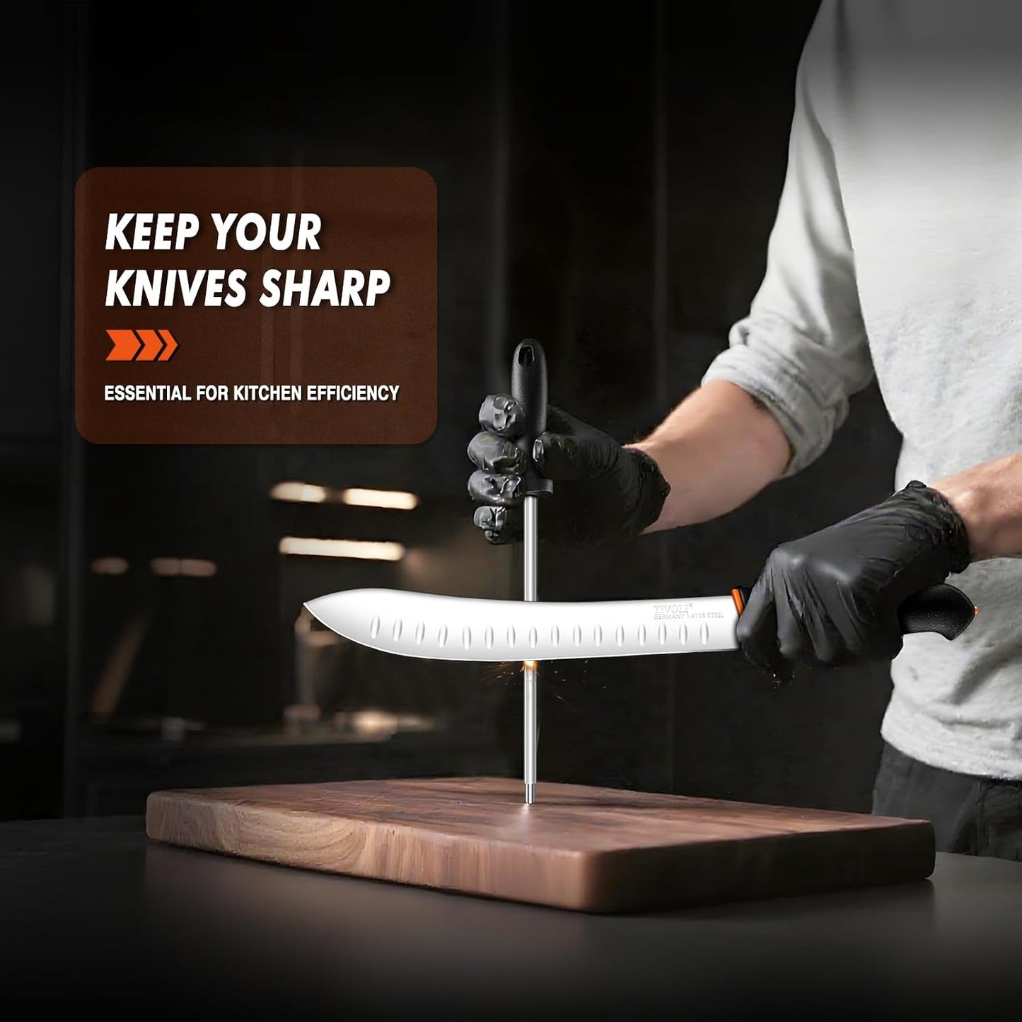 Slicing Knife 9.5 Inch - Brisket Knife with Non-Slip Softgrip | High Carbon Stainless Steel, Ergonomic Non-slip Rubber Handle, Gift Box, Anti-fouling, Easy to Clean