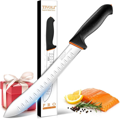 Slicing Knife 9.5 Inch - Brisket Knife with Non-Slip Softgrip | High Carbon Stainless Steel, Ergonomic Non-slip Rubber Handle, Gift Box, Anti-fouling, Easy to Clean