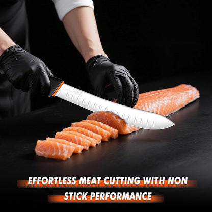 Slicing Knife 9.5 Inch - Brisket Knife with Non-Slip Softgrip | High Carbon Stainless Steel, Ergonomic Non-slip Rubber Handle, Gift Box, Anti-fouling, Easy to Clean