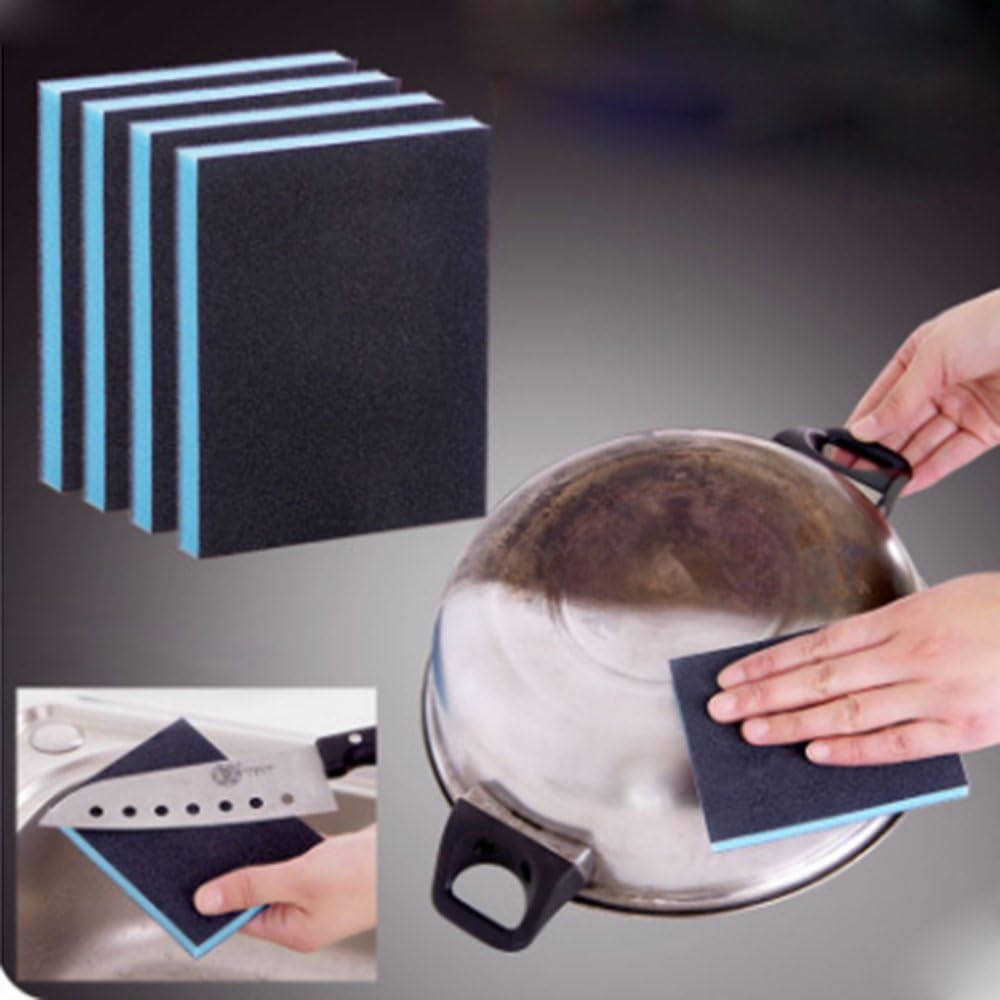8 Pcs Magic Cleaning Sponges Multi-Use Heavy Duty Scrub Scouring Eraser Pads with Carborundum Non-Scratch Emery Cleaner for Kitchen, Bathroom, Pots, Pans, Sinks