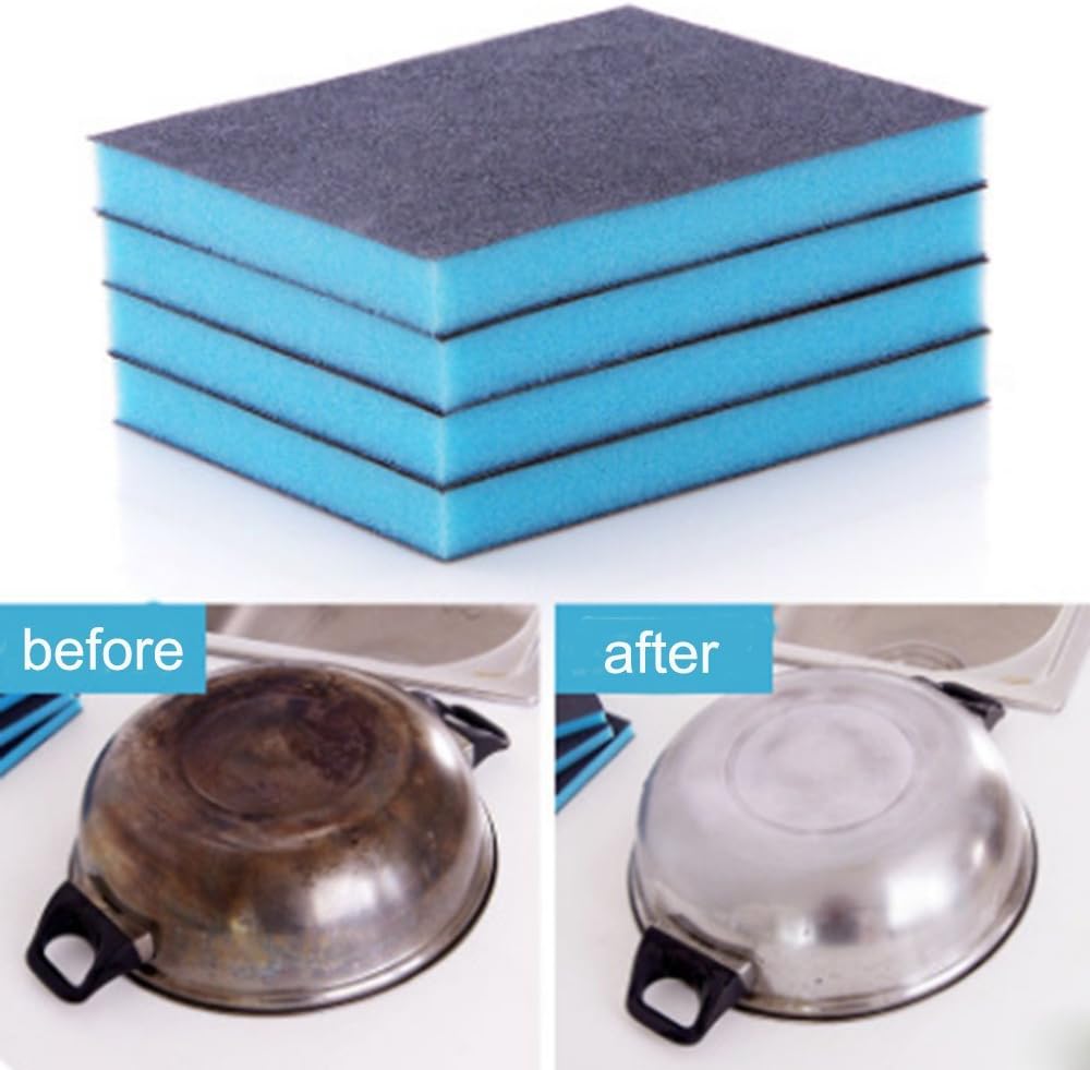 8 Pcs Magic Cleaning Sponges Multi-Use Heavy Duty Scrub Scouring Eraser Pads with Carborundum Non-Scratch Emery Cleaner for Kitchen, Bathroom, Pots, Pans, Sinks