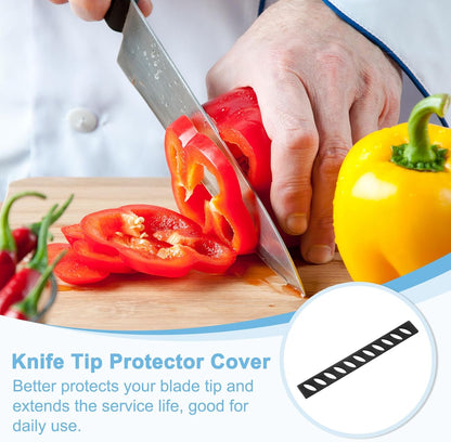 24Pcs Blade Edge Guards Knife Protector, 202x23.5x4.3mm Plastic Blade Edge Cover Sleeves Universal Knife Covers Knife Sheath for Kitchen, Black