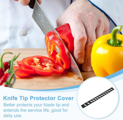 24Pcs Blade Edge Guards Knife Protector, 202x23.5x4.3mm Plastic Blade Edge Cover Sleeves Universal Knife Covers Knife Sheath for Kitchen, Black
