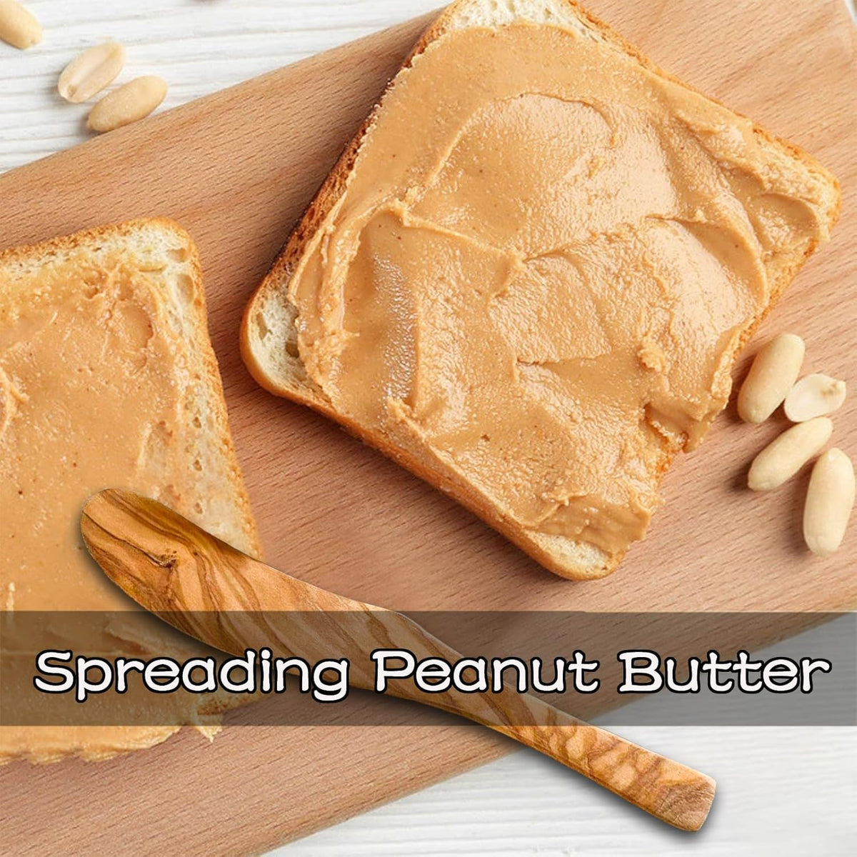 Olive Wood Butter Spreader,6.8 Inch Handmade Butter Knife Set of 3 | Olive wooden spreader for spreading butter, cheese, peanut butter on sandwiches, great for daily breakfast & camping meals.