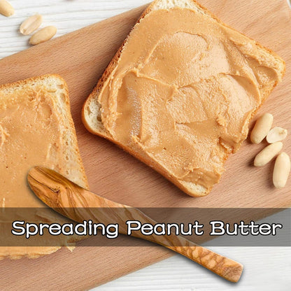Olive Wood Butter Spreader,6.8 Inch Handmade Butter Knife Set of 3 | Olive wooden spreader for spreading butter, cheese, peanut butter on sandwiches, great for daily breakfast & camping meals.