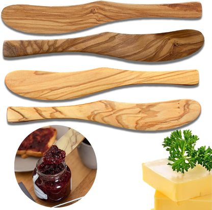 Olive Wood Butter Spreader,6.8 Inch Handmade Butter Knife Set of 3 | Olive wooden spreader for spreading butter, cheese, peanut butter on sandwiches, great for daily breakfast & camping meals.