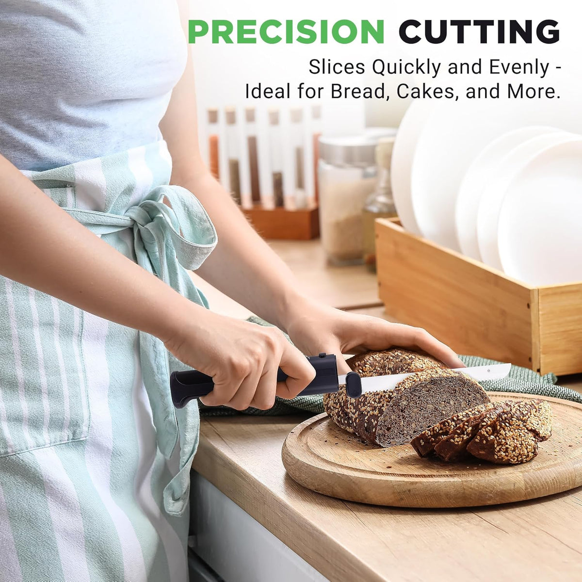 NutriChef Cordless Electric Knife | Easy to Use Constant ON/OFF Safety Function Button | Carve Turkey, Meats, Poultry, Bread, Cheese & More | Lightweight with Contoured Grip Handle | White & Grey