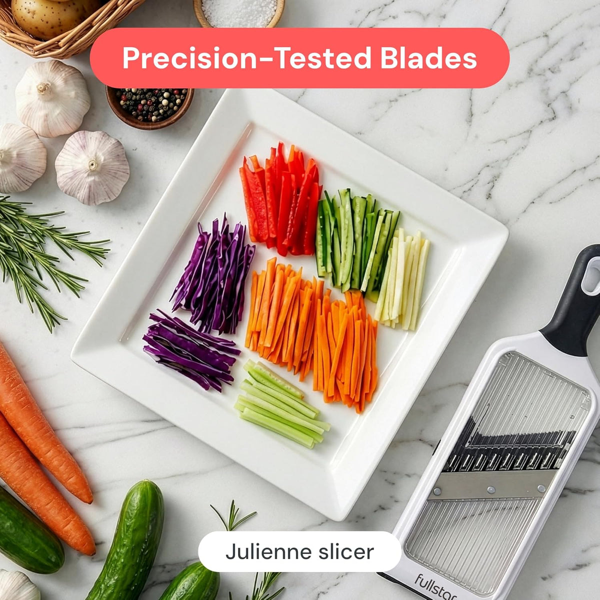 Handheld Mandoline Vegetable Slicer & Julienne Cutter