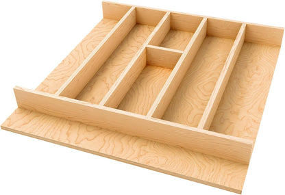 Natural Maple Right Size Utensil Insert Home Storage Kitchen Organizer 7 Compartment Drawer Accessory, 19-1/4" x 19-1/2", 4WUT-24SH-1