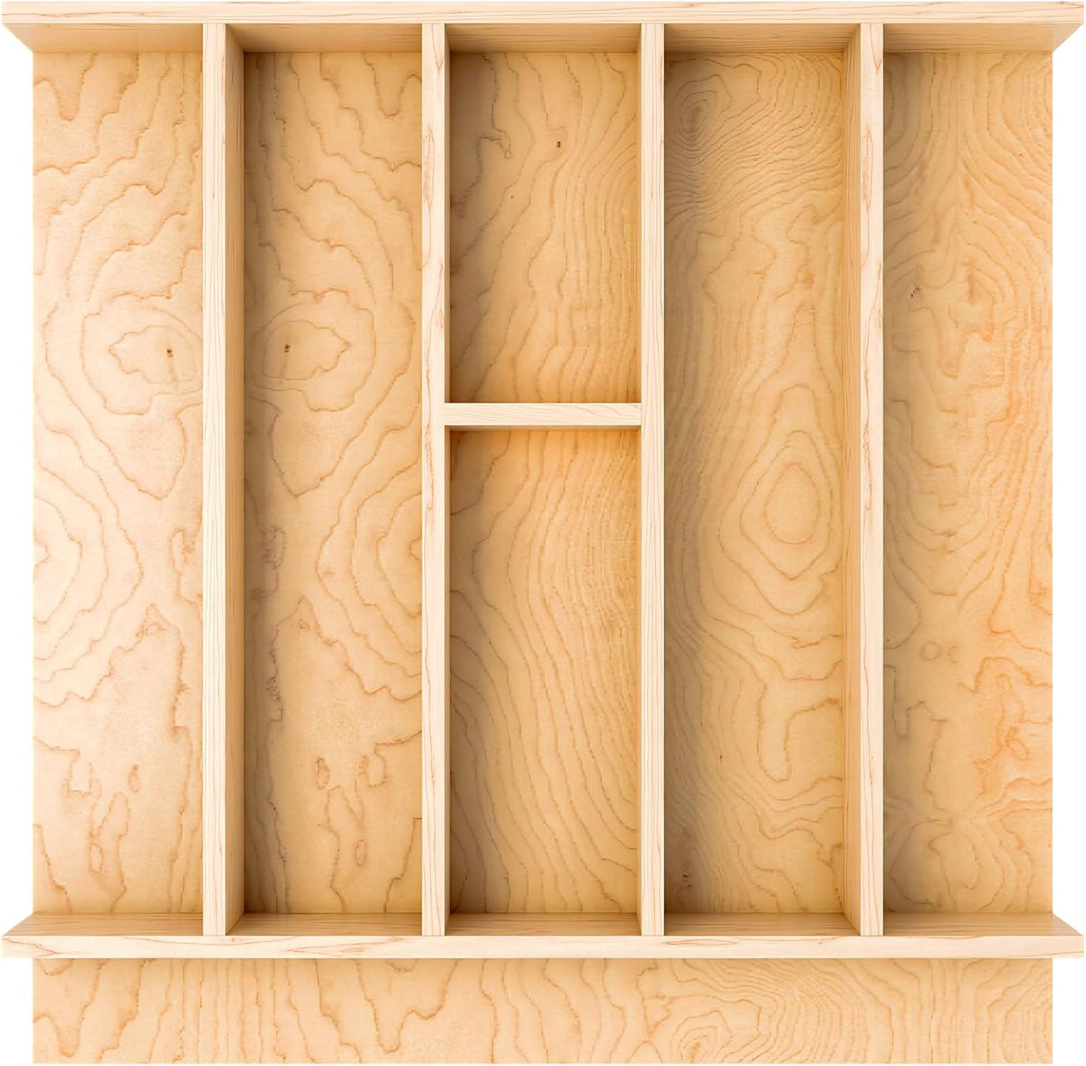 Natural Maple Right Size Utensil Insert Home Storage Kitchen Organizer 7 Compartment Drawer Accessory, 19-1/4" x 19-1/2", 4WUT-24SH-1