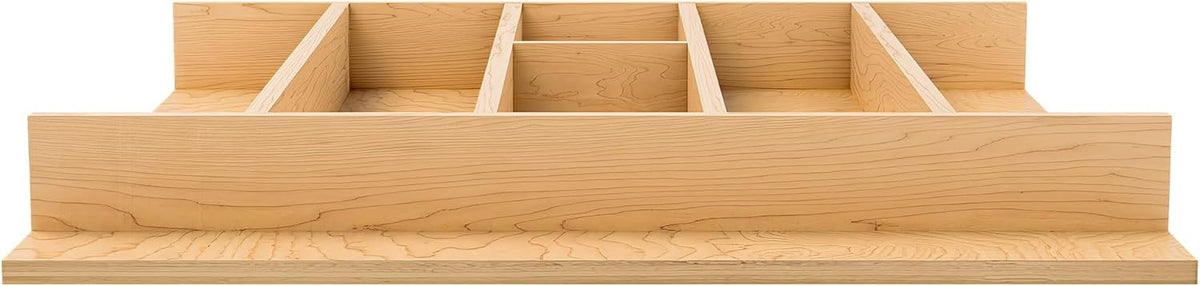 Natural Maple Right Size Utensil Insert Home Storage Kitchen Organizer 7 Compartment Drawer Accessory, 19-1/4" x 19-1/2", 4WUT-24SH-1