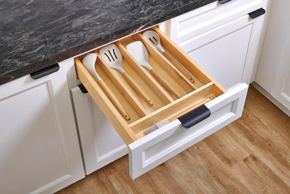 Natural Maple Right Size Utensil Insert Home Storage Kitchen Organizer 7 Compartment Drawer Accessory, 19-1/4" x 19-1/2", 4WUT-24SH-1