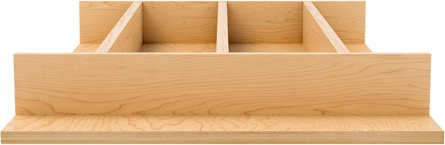 Natural Maple Right Size Utensil Insert Home Storage Kitchen Organizer 7 Compartment Drawer Accessory, 19-1/4" x 19-1/2", 4WUT-24SH-1
