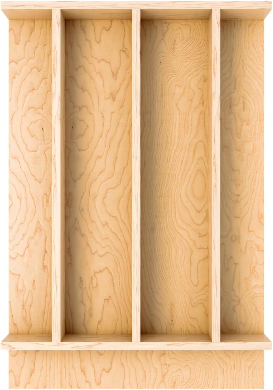 Natural Maple Right Size Utensil Insert Home Storage Kitchen Organizer 7 Compartment Drawer Accessory, 19-1/4" x 19-1/2", 4WUT-24SH-1