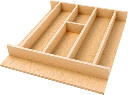 Natural Maple Right Size Utensil Insert Home Storage Kitchen Organizer 7 Compartment Drawer Accessory, 19-1/4" x 19-1/2", 4WUT-24SH-1
