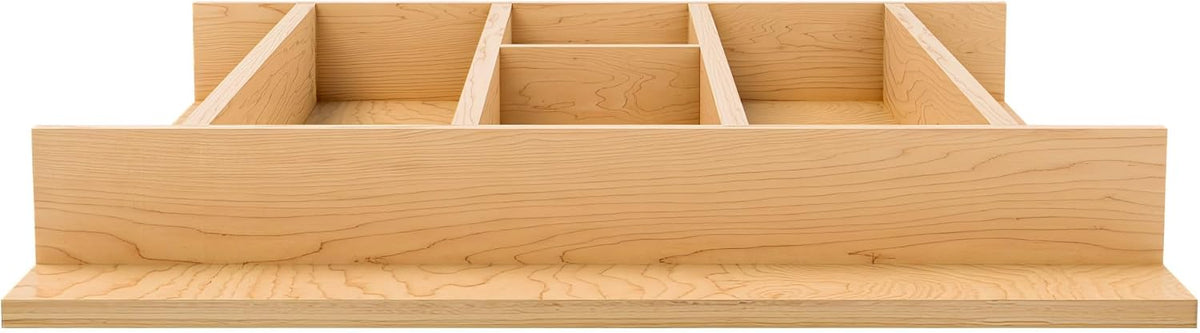 Natural Maple Right Size Utensil Insert Home Storage Kitchen Organizer 7 Compartment Drawer Accessory, 19-1/4" x 19-1/2", 4WUT-24SH-1