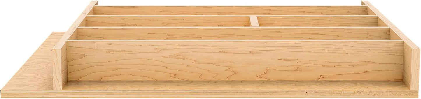 Natural Maple Right Size Utensil Insert Home Storage Kitchen Organizer 7 Compartment Drawer Accessory, 19-1/4" x 19-1/2", 4WUT-24SH-1
