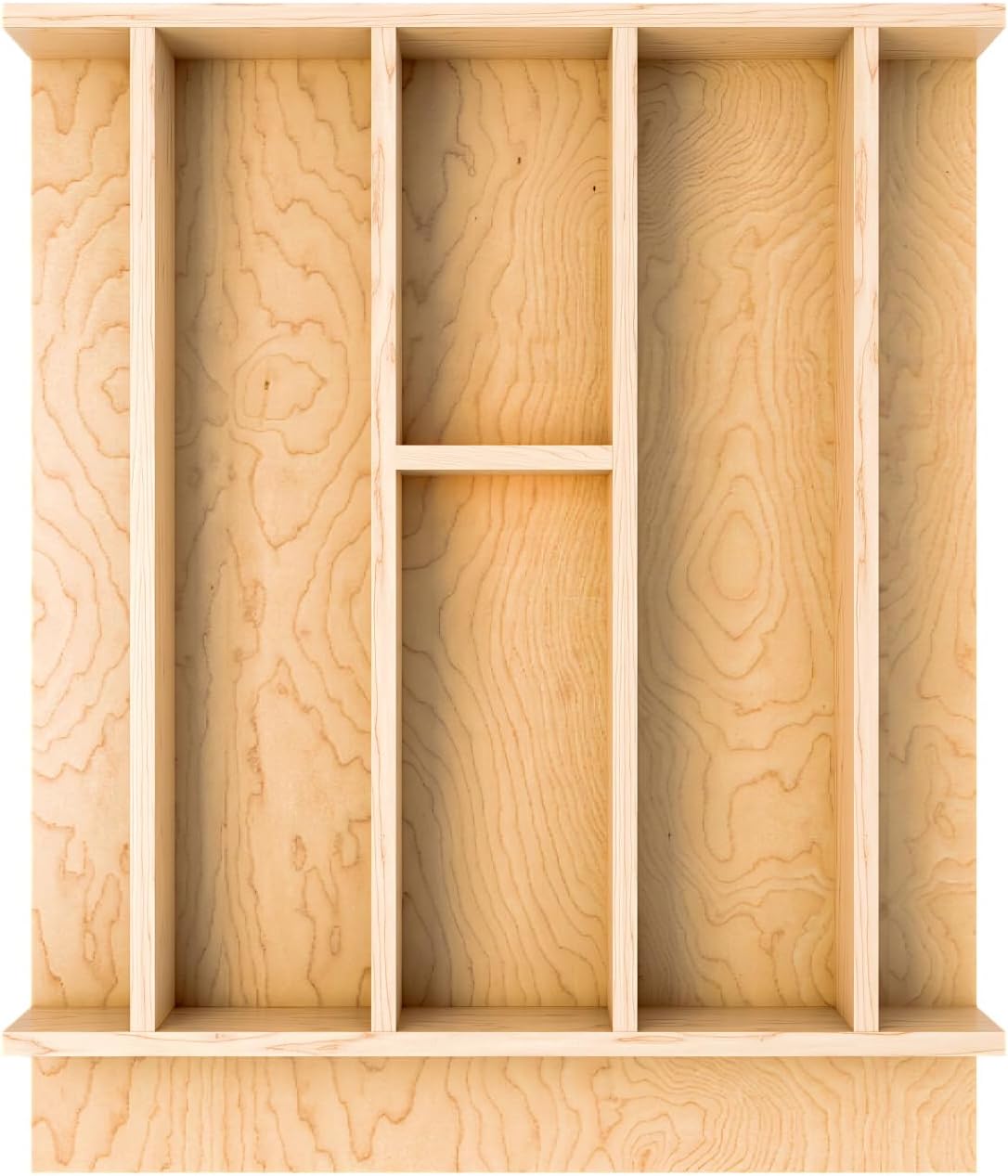 Natural Maple Right Size Utensil Insert Home Storage Kitchen Organizer 7 Compartment Drawer Accessory, 19-1/4" x 19-1/2", 4WUT-24SH-1