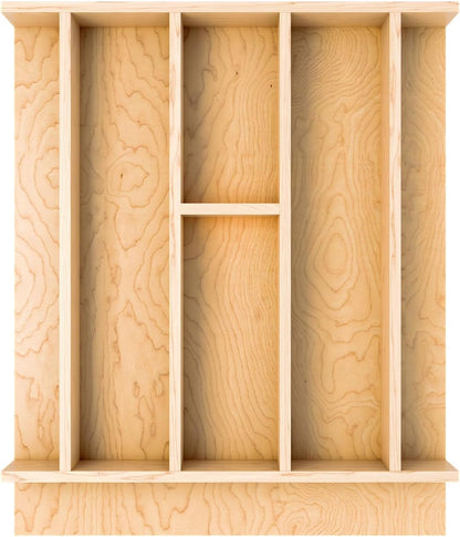 Natural Maple Right Size Utensil Insert Home Storage Kitchen Organizer 7 Compartment Drawer Accessory, 19-1/4" x 19-1/2", 4WUT-24SH-1