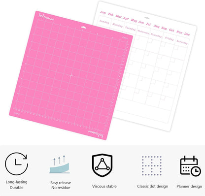 Cutting Mats for Cricut Maker 4/Explore 4/Maker 3/Explore 3/Explore Air 2 12x12 Inch 3Pack Pink FabricGrip Durable Long Lasting Ultra Strong Stickness Replacement Cut Mat for Cricut/Siser Juliet Romeo