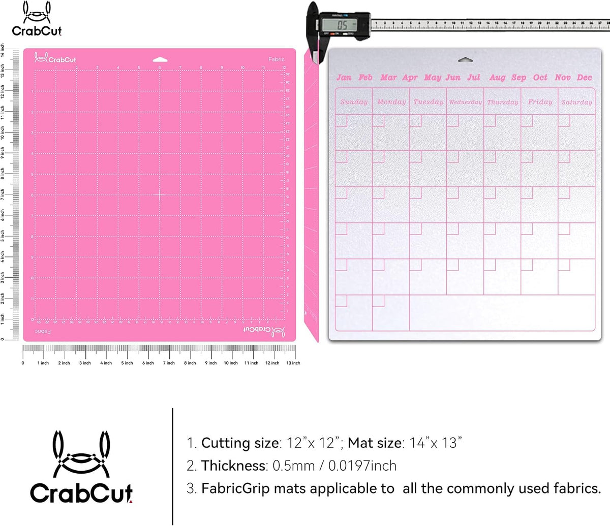 Cutting Mats for Cricut Maker 4/Explore 4/Maker 3/Explore 3/Explore Air 2 12x12 Inch 3Pack Pink FabricGrip Durable Long Lasting Ultra Strong Stickness Replacement Cut Mat for Cricut/Siser Juliet Romeo
