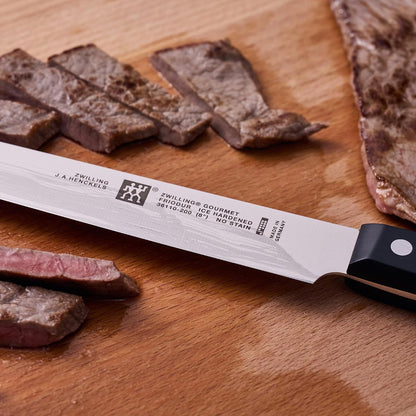 Gourmet 8-inch Razor-Sharp German Carving/Slicing Knife, Made in Company-Owned German Factory with Special Formula Steel perfected for almost 300 Years, Dishwasher Safe