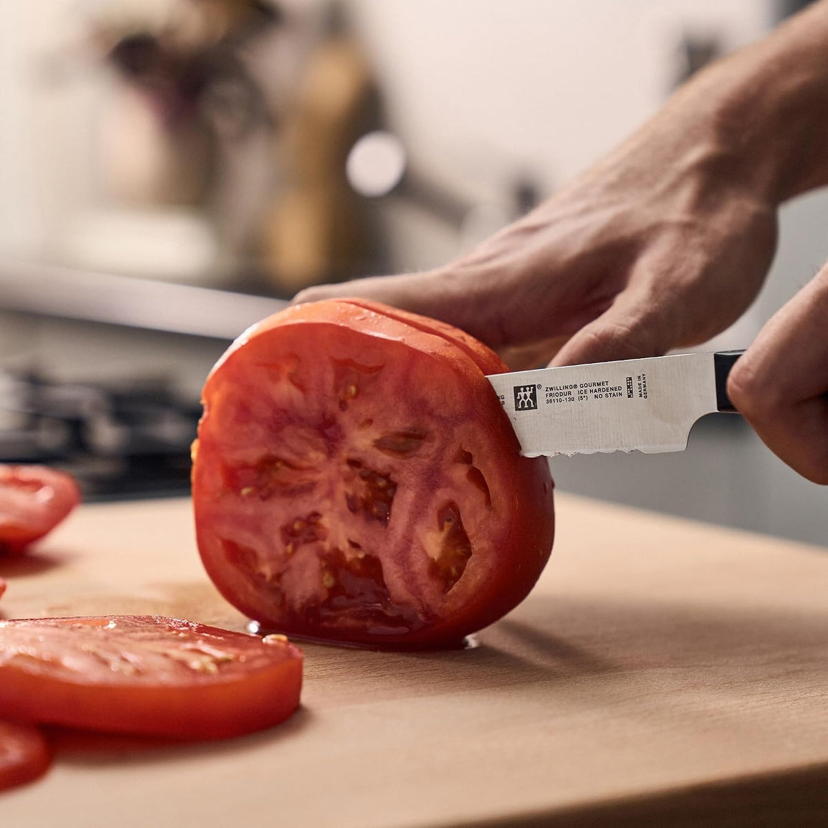 Gourmet 8-inch Razor-Sharp German Carving/Slicing Knife, Made in Company-Owned German Factory with Special Formula Steel perfected for almost 300 Years, Dishwasher Safe
