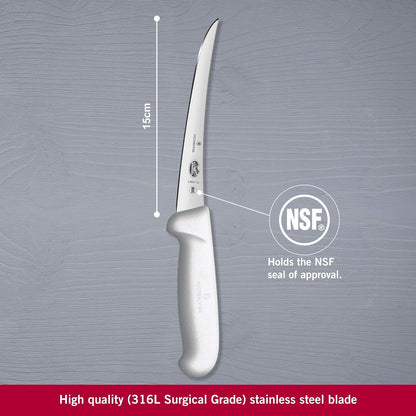 Cutlery 6-Inch Semi-Stiff Boning Knife, Curved Blade, White Fibrox Handle