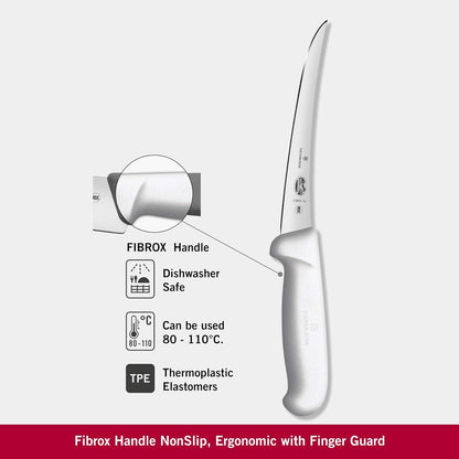 Cutlery 6-Inch Semi-Stiff Boning Knife, Curved Blade, White Fibrox Handle