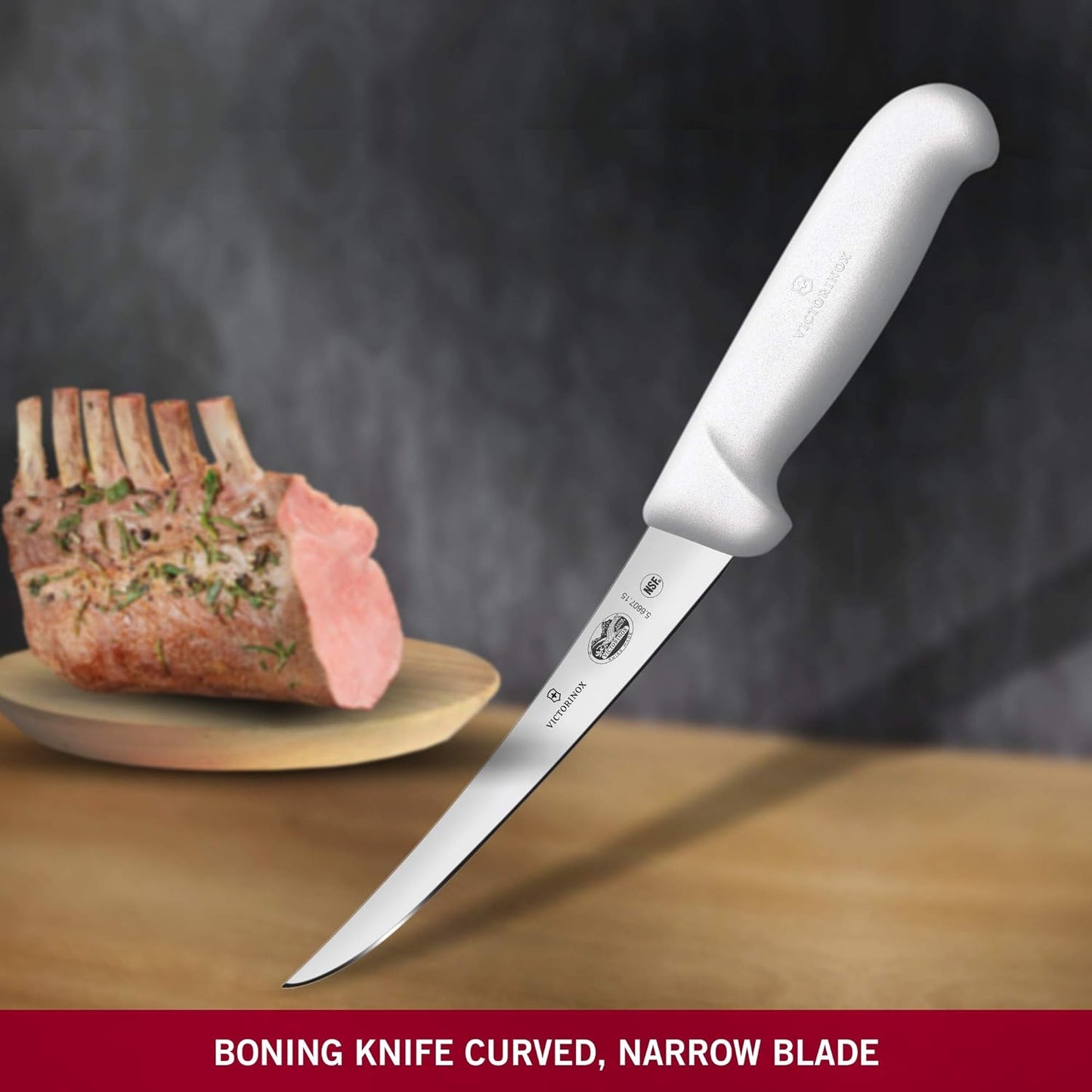 Cutlery 6-Inch Semi-Stiff Boning Knife, Curved Blade, White Fibrox Handle