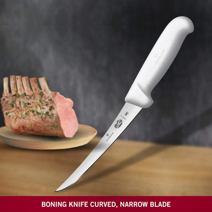 Cutlery 6-Inch Semi-Stiff Boning Knife, Curved Blade, White Fibrox Handle