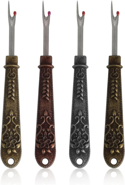 4pcs Vintage Mini Thread Remover Embroidery Handmade Clothes Cutter Tool Cross Stitch Pick Thread Cutter Sewing Thread Remover Knife Metal Sewing Seam Ripper