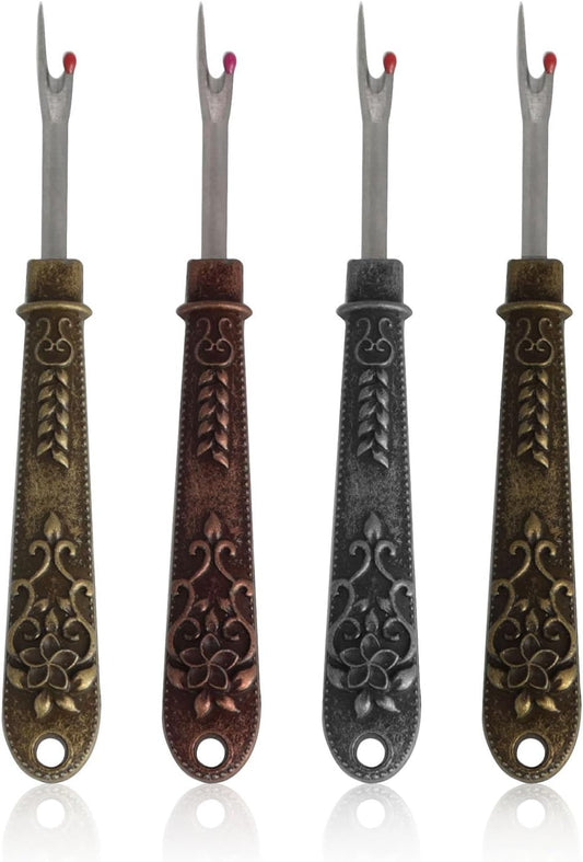 4pcs Vintage Mini Thread Remover Embroidery Handmade Clothes Cutter Tool Cross Stitch Pick Thread Cutter Sewing Thread Remover Knife Metal Sewing Seam Ripper