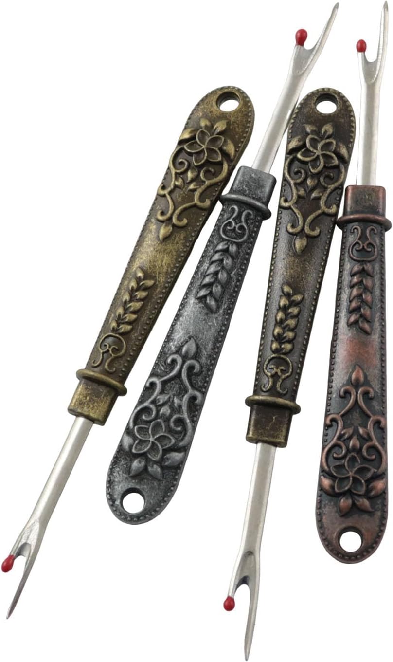 4pcs Vintage Mini Thread Remover Embroidery Handmade Clothes Cutter Tool Cross Stitch Pick Thread Cutter Sewing Thread Remover Knife Metal Sewing Seam Ripper