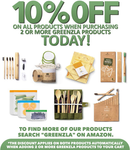 Bamboo Travel Utensil Set | Double Pack | 2 Canvas Bags | Fork, knife, spoon, teaspoon, chopsticks, straw & charcoal toothbrush | 2 full sets included