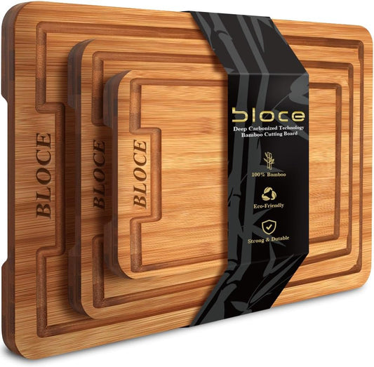 Wooden Cutting Boards for Kitchen, Bamboo Cutting Board Non Toxic | Wood Cutting Board Set, Charcuterie & Chopping Board, Kitchen Gadgets