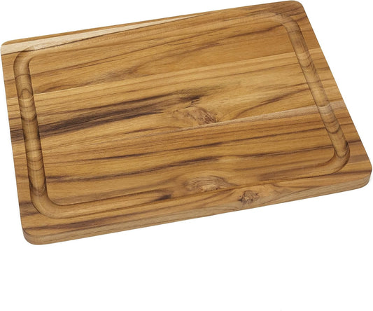 7215 Teak Wood Edge Grain Kitchen Cutting and Serving Board, Small, 12" x 9" x 5/8"