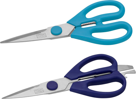 2-Pack Soft Grip Kitchen Scissors Shears With Bottle Opener, All Purpose Stainless Steel Utility Scissors, For Everyday Kitchen Office Home Arts & Craft