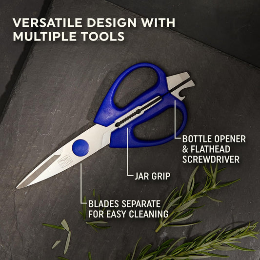 2-Pack Soft Grip Kitchen Scissors Shears With Bottle Opener, All Purpose Stainless Steel Utility Scissors, For Everyday Kitchen Office Home Arts & Craft
