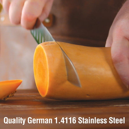 EverBlade Self Sharpening Professional Chef Knife, German Steel Kitchen Knife in Knife Block with Convex Edge for Easy Slicing, Versatile & Durable
