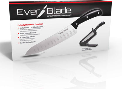 EverBlade Self Sharpening Professional Chef Knife, German Steel Kitchen Knife in Knife Block with Convex Edge for Easy Slicing, Versatile & Durable