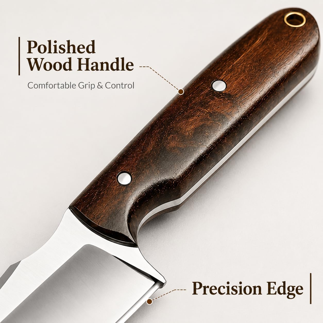 Warivo Damascus Steel Hunting Knife 10 Inch Fixed Blade with Leather Sheath Wood Handle, Skinning Knife for Camping Survival Bushcraft Outdoor Gear for Men