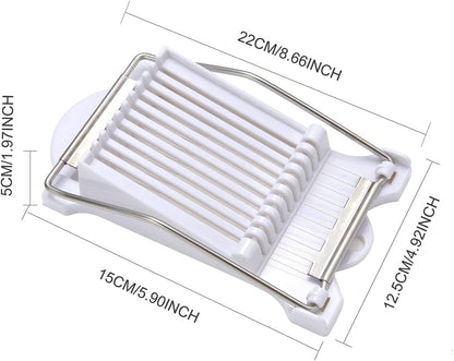 Stainless Steel Wire Egg Slicer,Cuts 10 Slices For fruit,Onions,Soft Food and Ham，Slicer & Cutter for Eggs, Mozzarella Cheese, Slice Spacing 1/3 inch Multipurpose Luncheon Meat Slicer(White)