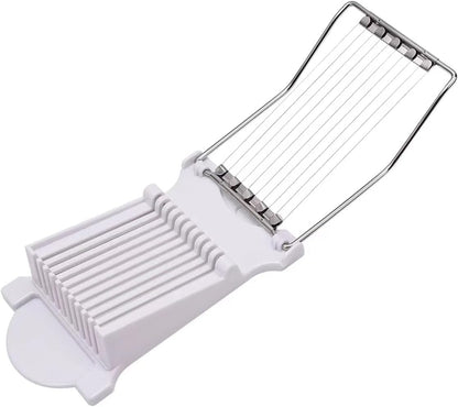 Stainless Steel Wire Egg Slicer,Cuts 10 Slices For fruit,Onions,Soft Food and Ham，Slicer & Cutter for Eggs, Mozzarella Cheese, Slice Spacing 1/3 inch Multipurpose Luncheon Meat Slicer(White)