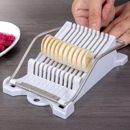 Stainless Steel Wire Egg Slicer,Cuts 10 Slices For fruit,Onions,Soft Food and Ham，Slicer & Cutter for Eggs, Mozzarella Cheese, Slice Spacing 1/3 inch Multipurpose Luncheon Meat Slicer(White)