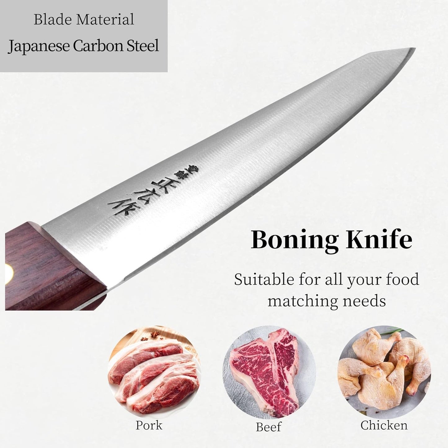 Masahiro Japanese Boning Knife Honesuki Knife 5.9" 150mm Traiangle Type | Seki Japan Japanese Carbon Steel Kitchen Cutlery, Chef Knives with Rose Wood Handle