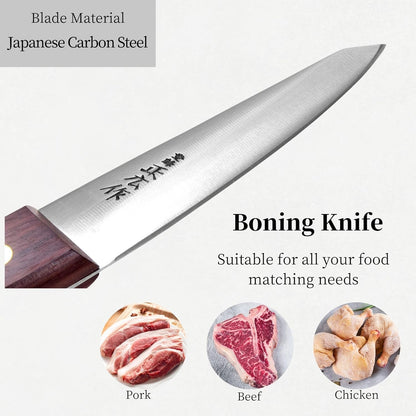 Masahiro Japanese Boning Knife Honesuki Knife 5.9" 150mm Traiangle Type | Seki Japan Japanese Carbon Steel Kitchen Cutlery, Chef Knives with Rose Wood Handle